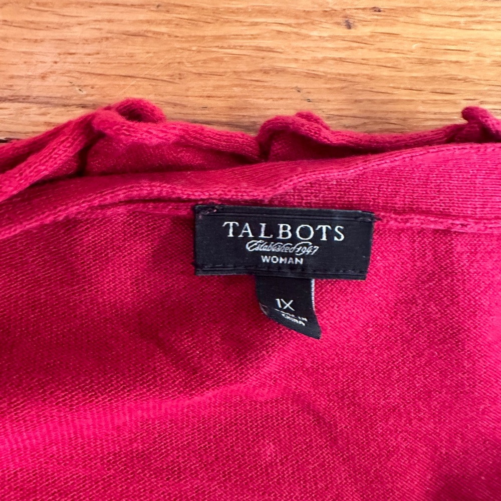 Crimson Ruffle Talbots Cardigan, 1X - Picture 5 of 8